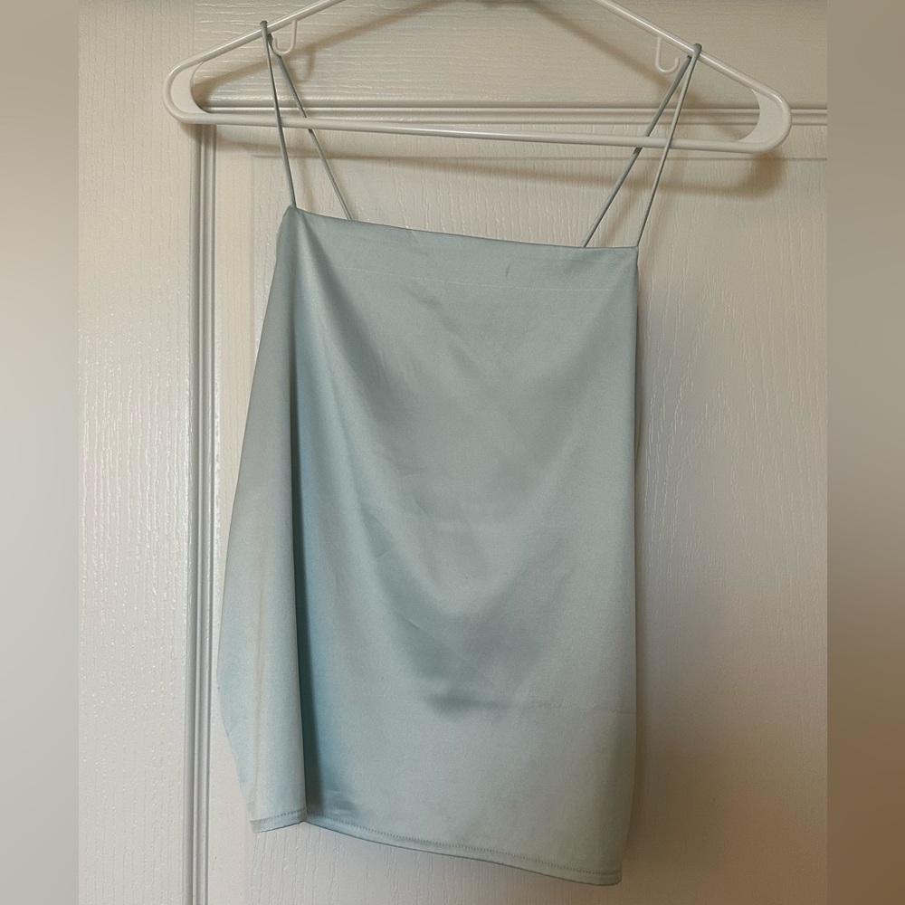 Zara satin blue crop top